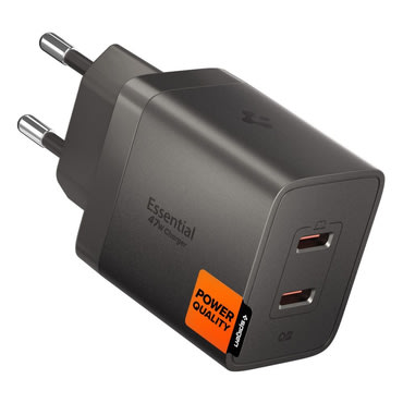 Zidni 47W punjač Spigen "Essential EE472EU" 2x USB-C, Quantum Boost - gunmetal
