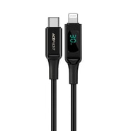 Punjač i podatkovni 30W USB-C na Lightning kabel Acefast "C6-01" s LED prikazivačem - black