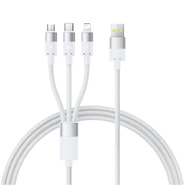 Punjač i podatkovni 100W USB-A na Micro USB, USB-C, Lightning kabel Baseus "StarSpeed" - 480Mbps - 1.5m - white