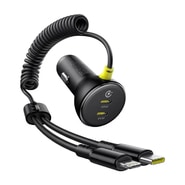 Auto punjač 60W Baseus "C00035902121-00" 2x USB-C s USB-C s opružnim kabelom - black