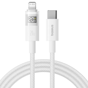 Punjač i podatkovni 20W USB-C na Lightning kabel Baseus "Data Cable Display 2" - 1m - moon white
