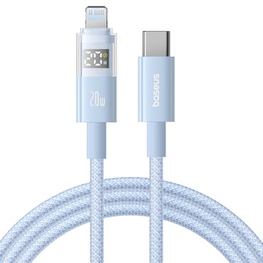Punjač i podatkovni 20W USB-C na Lightning kabel Baseus "Data Cable Display 2" - 1m - galaxy blue