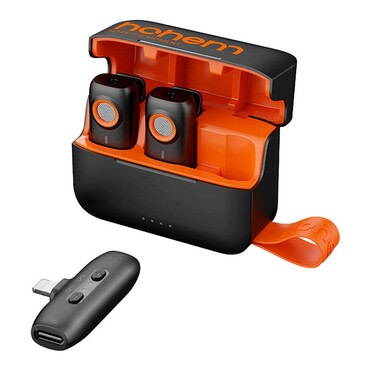 Mikrofon Hohem "2TX Plus 1RX" s 2 odašiljača, prijemnikom i etuijem za punjenje - orange / black