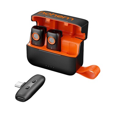 Beskonačni mikrofon Hohem "MIC-01" 2TX Plus 1RX s 2 odašiljača, prijemnikom, USB-C i punjivom torbicom - clear