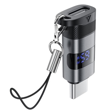 USB-C na USB-C OTG adapter Acefast "J9" s digitalnim prikazom, 480Mbps, 20V/5A - metal gray