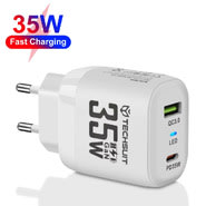 Stolni 35W punjač Techsuit "CHPD174" GaN, USB QC3.0, USB-C PD - bijel