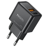 Zidni 30W punjač Yesido "YC64" 2x USB-C i USB-A, GaN tehnologija - crn