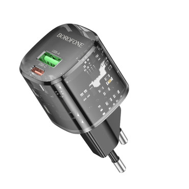 Stolni 20W punjač Borofone "Sunlight BN17" 2x USB-C Plus USB-A, PD20W, QC3.0 - crni