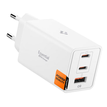 Zidni 67W punjač Spigen "EE673EU" 2x USB-C, GaN, Quantum Boost - white