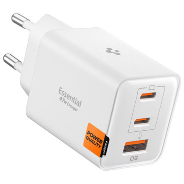 Zidni 47W punjač Spigen "EE473EU" 2x USB-C, Quantum Boost - white