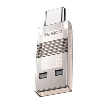USB-A na USB-C OTG adapter Yesido "GS21" s ugrađenim čitačem kartica, 480Mbps - proziran