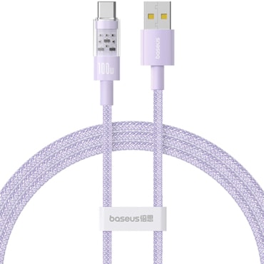 Punjač i podatkovni 100W USB-A na USB-C kabel Baseus "Gem" - 2m - nebula purple
