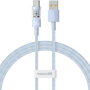 Punjač i podatkovni 100W USB-A na USB-C kabel Baseus "Gem" - 1m - galaxy blue