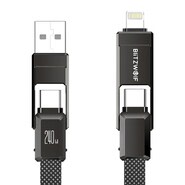 Punjač i podatkovni 240W USB-C na USB-C na Lightning kabel Blitzwolf "BW-HDC7" 4u1 - 1.2m - black