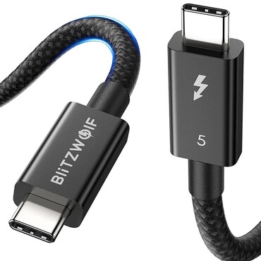 Punjač i podatkovni 240W USB-C na USB-C kabel BlitzWolf "BW-HDC8" - 80Gbps - 0.5m - black