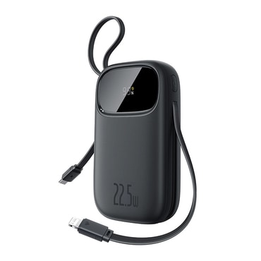 Power bank Baseus "EnerFill FC31" 10000mAh 22.5W s digitalnim prikazom i kabelima USB-C i Lightning - black