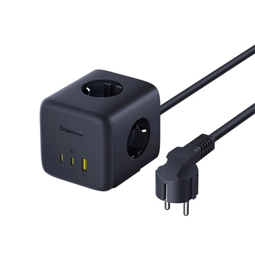Produžetak Baseus "EnerFill FA11" 3x EU utičnica, 2x USB-C, 1x USB-A, 67W, 1.5m - black