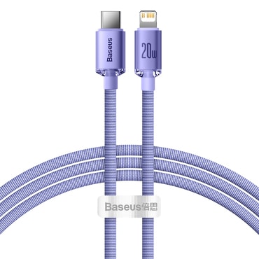Punjač i podatkovni 20W USB-C na Lightning kabel Baseus "Crystal Shine" - 480Mbps - 1.2m - purple