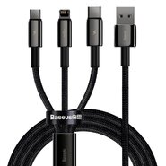 Punjač i podatkovni USB-A na USB-C, Lightning, Micro-USB kabel Baseus "Tugsten Gold 3in1 (CAMLTWJ-01)" - 3.5A - 1.5m - black