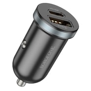 Automobilski 30W punjač Borofone "BZ22" 1x USB, 1x USB-C, PD, QC3.0 - crni