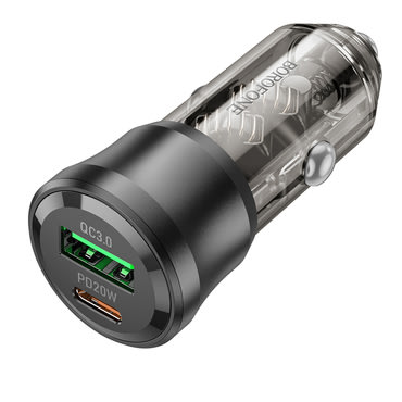 Automobilski 38W punjač Borofone "Journey BZ25" PD20W, QC3.0, 2x USB - crni