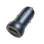 Automobilski 30W punjač Borofone "BZ32A" 2x USB, PD/QC - siv