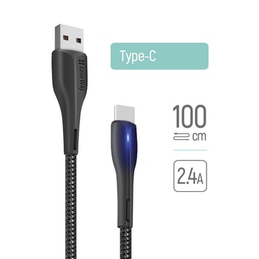 Punjač i podatkovni USB-A na USB-C kabel ColorWay "CW-CBUC034-BK" - 480Mbps - 1m - black