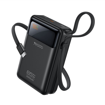 65W power bank Yesido "YP97" 20000mAh s digitalnim prikazom - siv