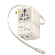 70W putni adapter Baseus "EnerCore CG11 (E0307E01)" EU/UK/US/AU, 2x USB-A i 2x USB-C s izvlačnim kabelom - white