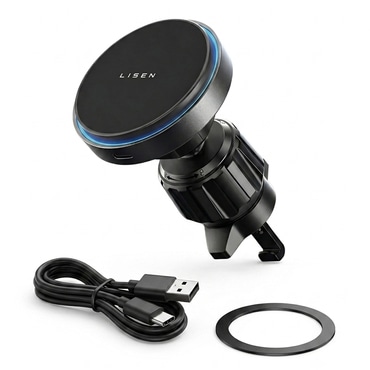 Magnetni automobilski držač Lisen "YL0225070006" s bežičnim punjenjem 15W - black