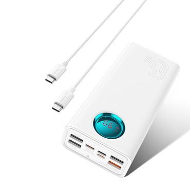 65W Power bank Baseus "P10022402223-00" 26800mAh - LED zaslon, 4x USB, USB-C, Lightning, Micro-USB - white