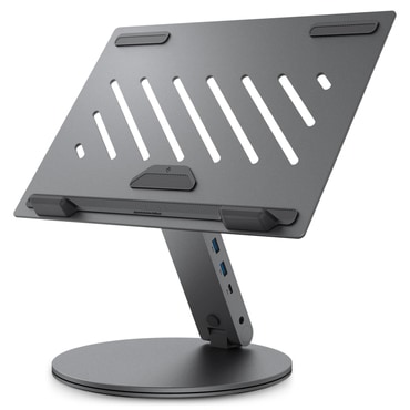 Postaja hub Spigen "LD204H (AMP08885)" 2x USB-A, 3x USB-C, HDMI, 360° rotacija, podesiva - silver
