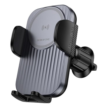 Magnetni automobilski držač Borofone "BH221" s bežičnim punjenjem 15W - black metal siva