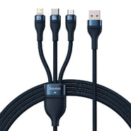 Punjač i podatkovni 66W USB-A na USB-C, Lightning, Micro-USB kabel Baseus "Flash Series 2" - 480Mbps - 1.2m - blue