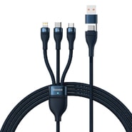 Punjač i podatkovni 100W USB na 2x USB-C, Lightning, Micro-USB kabel Baseus "Flash Series 2" - 1.2m - blue
