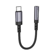 USB-C na AUX 3.5mm audio kabel Borofone "BV24" DAC čip, Plug&Play, 15cm - metal gray