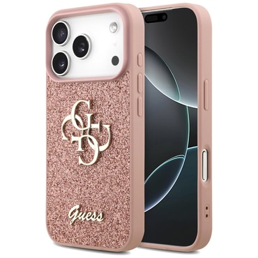 Premium maskica Guess "Fixed Glitter Big 4G" za iPhone 17 Pro - pink