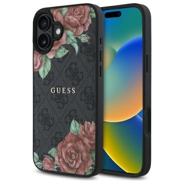 Maskica Guess "Hardcase 4G Flower Print MagSafe" za iPhone 16 - black