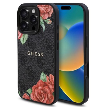 Maskica Guess "Hardcase 4G Flower Print MagSafe" za iPhone 16 Pro - black