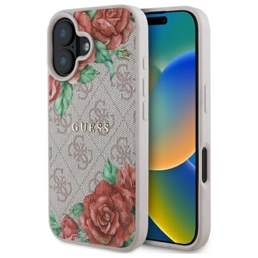 Maskica Guess "Hardcase 4G Flower Print MagSafe" za iPhone 16 - pink