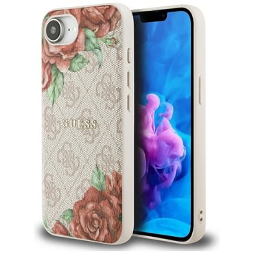 Maskica Guess "Hardcase 4G Flower Print MagSafe" za iPhone 16e / iPhone 17e - pink