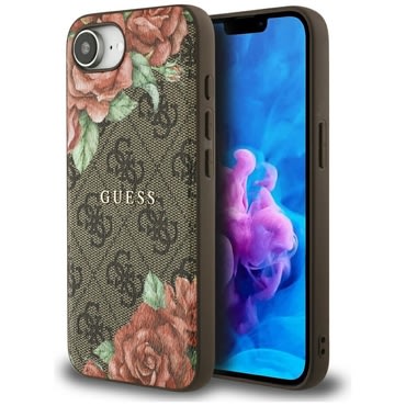 Maskica Guess "Hardcase 4G Flower Print MagSafe" za iPhone 16e / iPhone 17e - brown