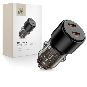 Automobilski 100W punjač Tech-Protect "CC03" 2x USB-C PD - crni