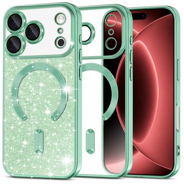 TPU gel maskica Techsuit "Luxury Glitter MagSafe" za iPhone 17 Pro Max / iPhone 18 Pro Max - light green