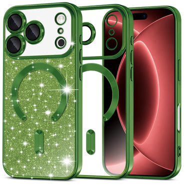 TPU gel maskica Techsuit "Luxury Glitter MagSafe" za iPhone 17 Pro Max / 18 Pro Max - deep green