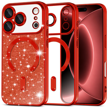 TPU gel maskica Techsuit "Luxury Glitter MagSafe" za iPhone 17 Pro Max / 18 Pro Max - red