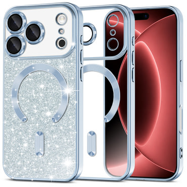 TPU gel maskica Techsuit "Luxury Glitter MagSafe" za iPhone 17 Pro Max / 18 Pro Max - light blue