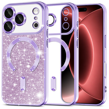 TPU gel maskica Techsuit "Luxury Glitter MagSafe" za iPhone 17 Pro Max / 18 Pro Max - light purple