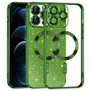 TPU gel maskica Techsuit "Luxury Glitter MagSafe" za iPhone 12 Pro Max - deep green
