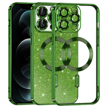 TPU gel maskica Techsuit "Luxury Glitter MagSafe" za iPhone 12 Pro - deep green
